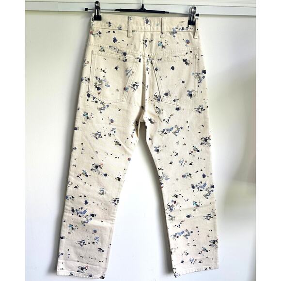 Caron Callahan NWT Stewart Khaki Painter Print Sz 0 Straight Wide Leg Jeans Pant - Picture 9 of 13